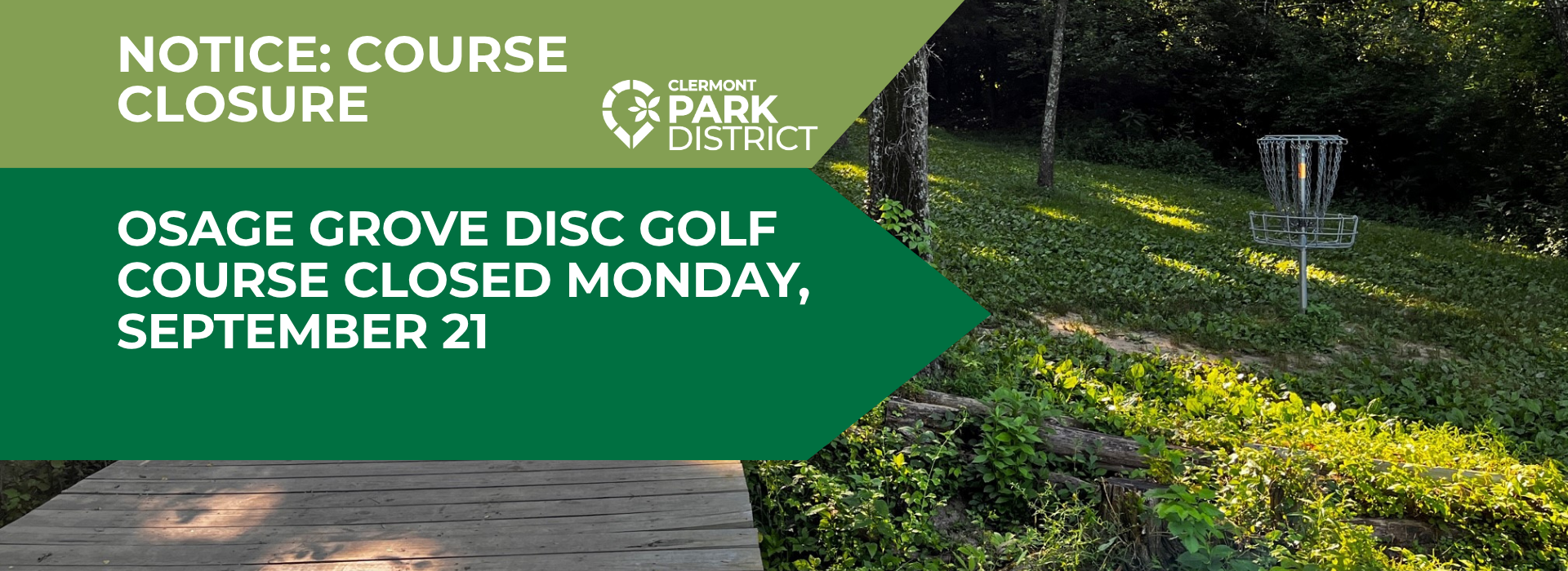 NOTICE: The Osage Grove Disc Golf Course will be closed Monday, September 21st for the Goshen Cross Country Meet. The course will reopen Tuesday, September 22nd.